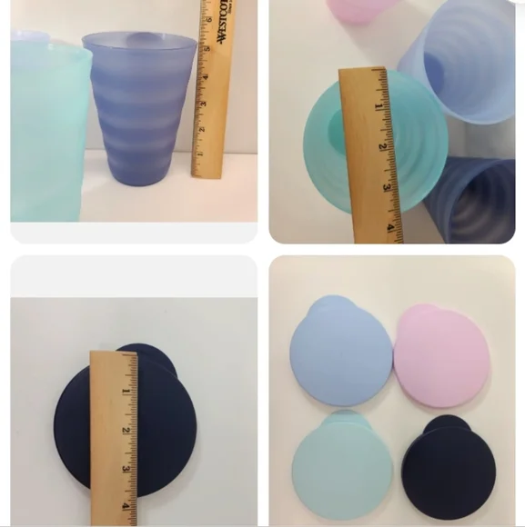 Tupperware Impressions 16oz. Tumblers. Set of 4 with matching liquid tight seals